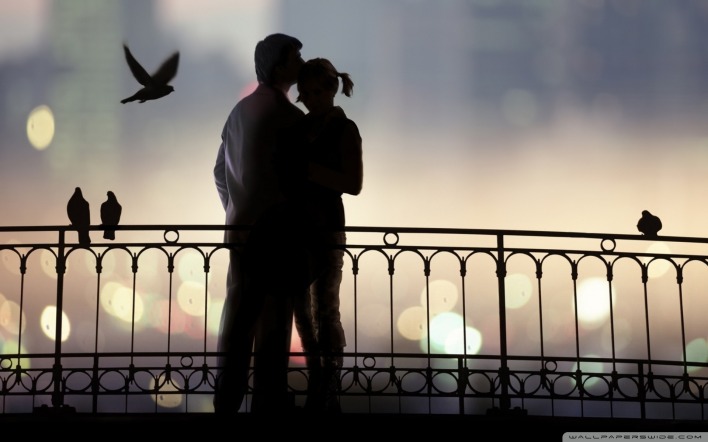 двое,любовь,мост,голуби
