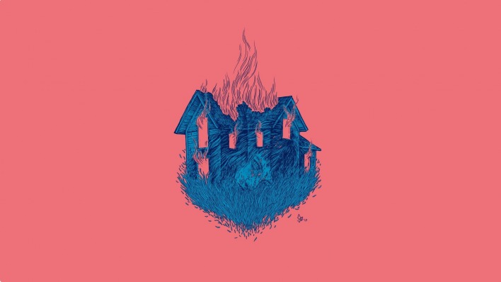 дом пожар логотип минимализм