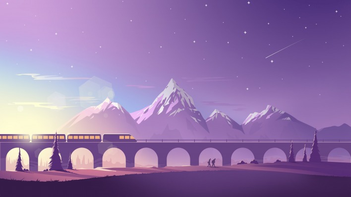 минимализм поезд горы