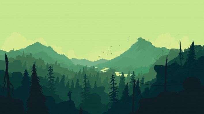 пейзаж горы зеленый силуэт