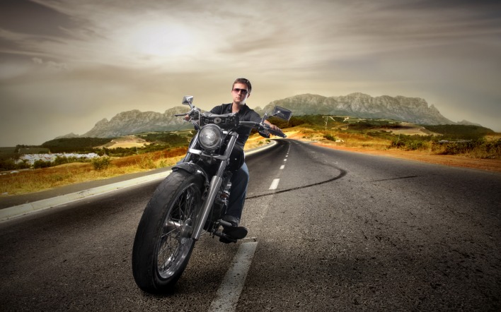 байкер мотоцикл дорога путешествие