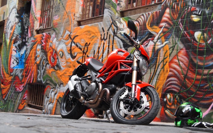 мотоцикл граффити здание