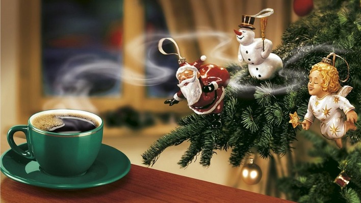 рождество,кофе,игрушки,аромат
