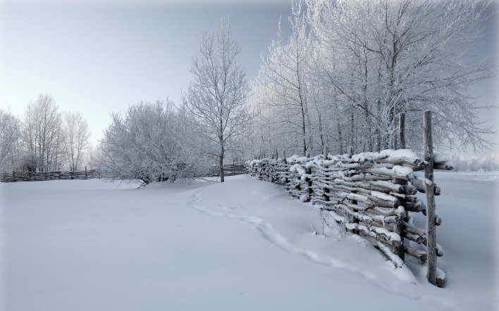 Зима забор снег