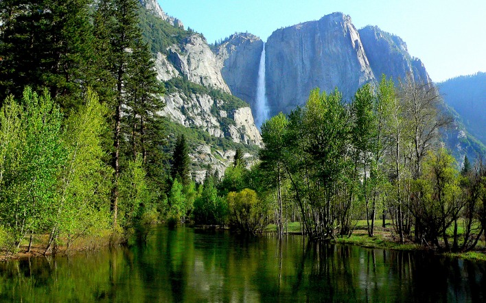 природа горы скалы река деревья Йосемитский парк