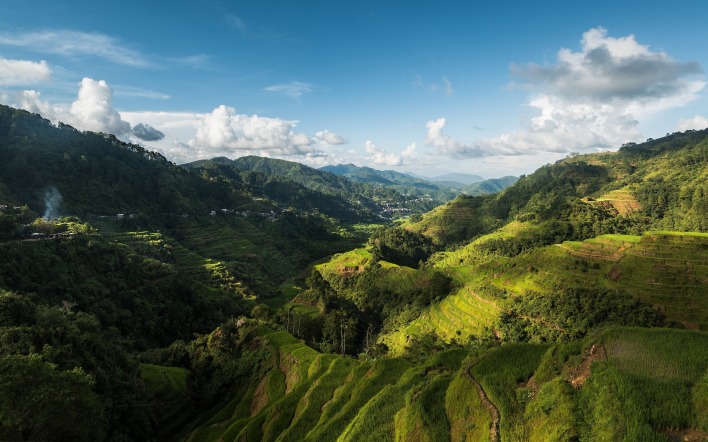природа горы облака трава деревья Филиппины