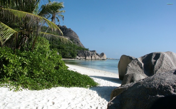 природа камни море песок Сейшельские Острова