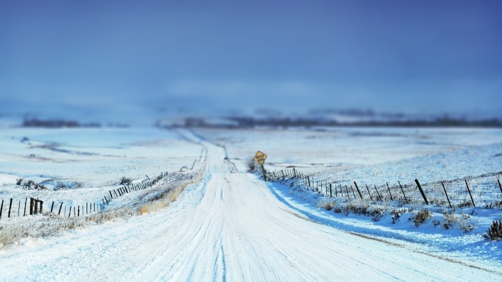 природа дорога зима снег пейзаж