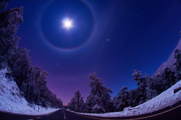природа небо звезда снег зима деревья
