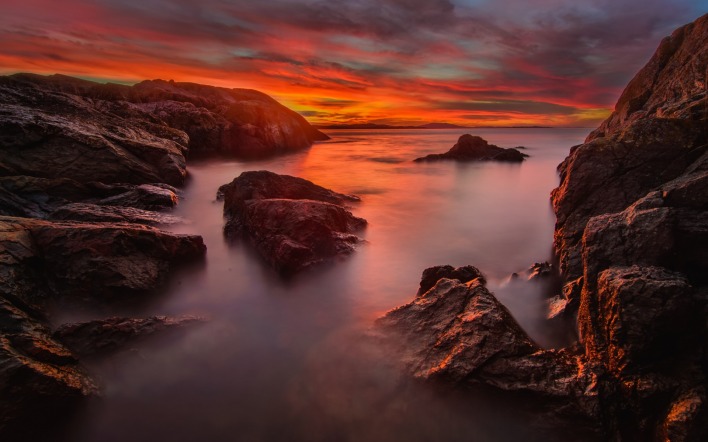 природа море скалы закат горизонт nature sea rock sunset horizon