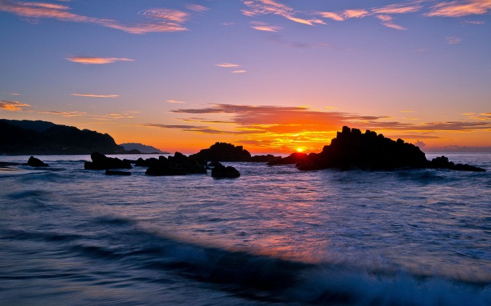 море океан камни скалы закат sea the ocean stones rock sunset