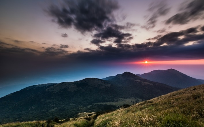 закат горы холмы sunset mountains hills