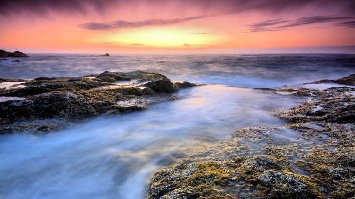 закат вода камни берег море sunset water stones shore sea