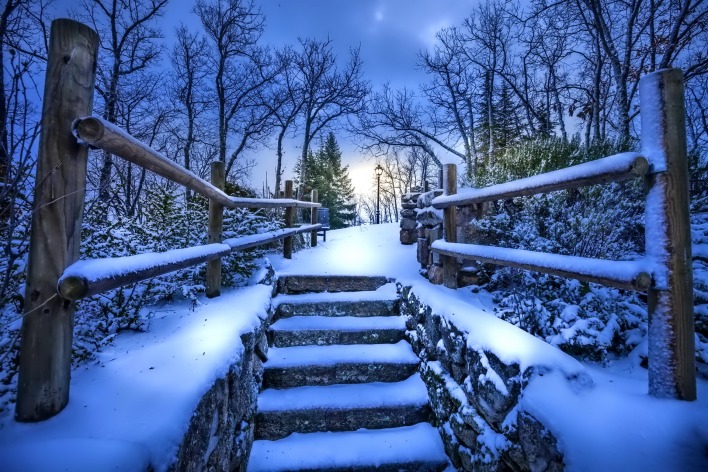 лестница снег зима stairs snow winter