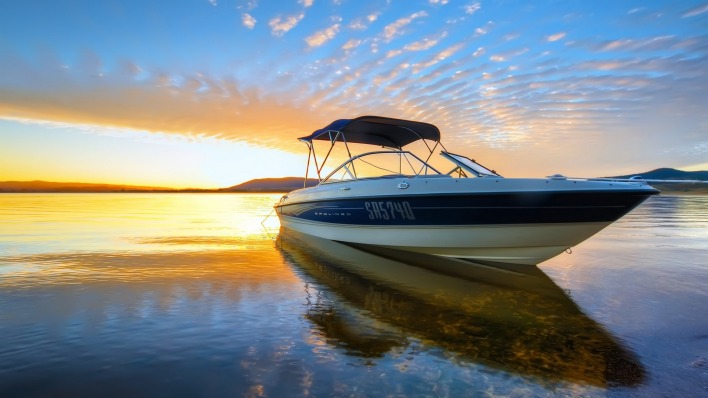 лодка вода закат boat water sunset
