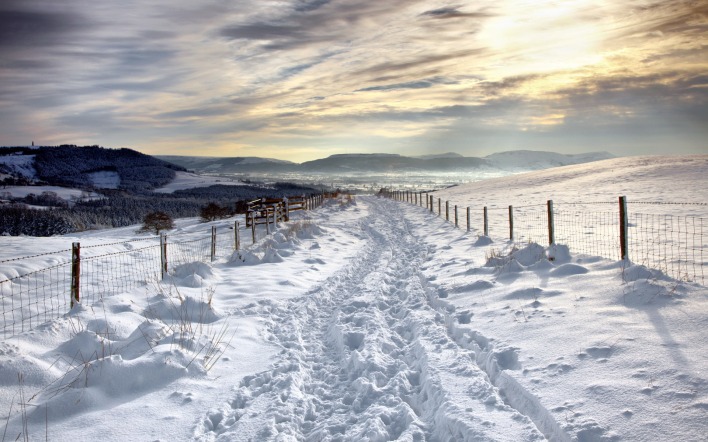 снег дорога поле snow road field