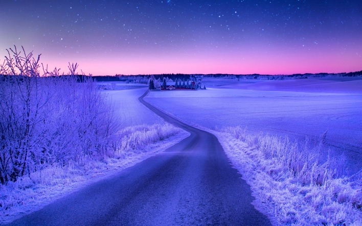 дорога зима вечер road winter evening