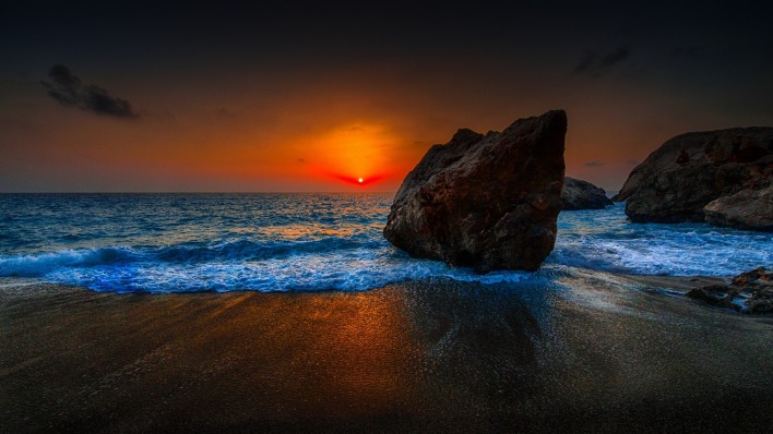 закат камень берег море sunset stone shore sea