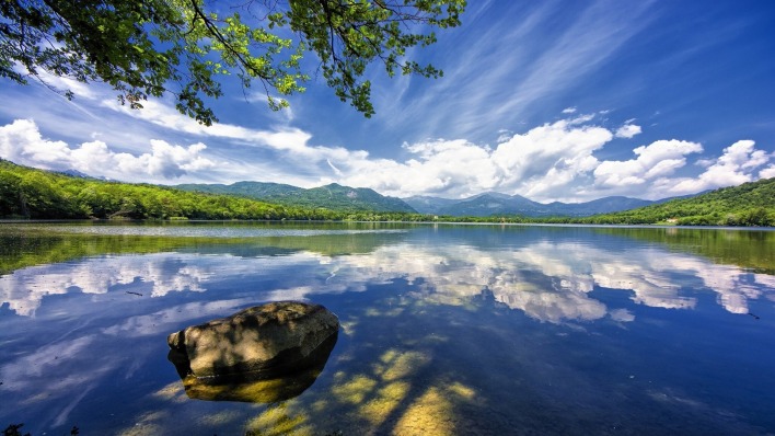 природа отражение озеро облака