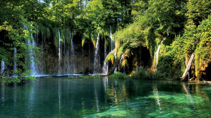 природа река водопад деревья