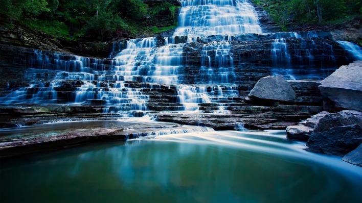 водопад вода камни скала