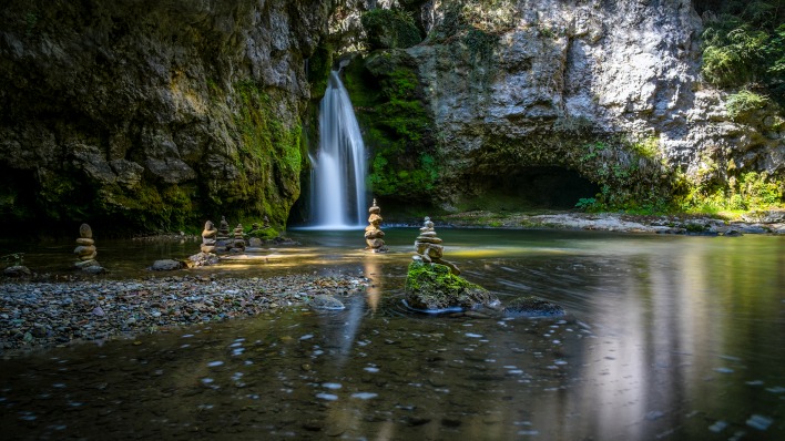 природа река водопад скалы