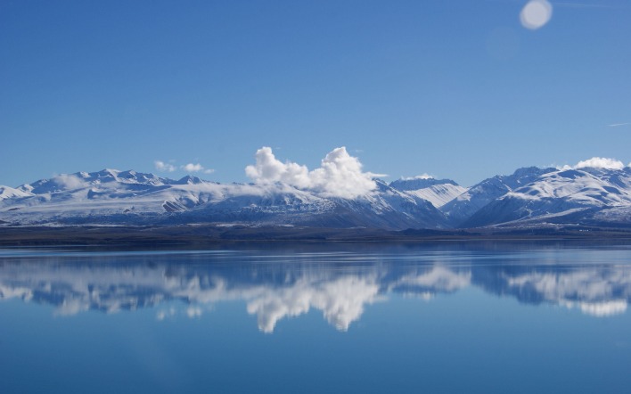 горы отражение синяя вода озеро
