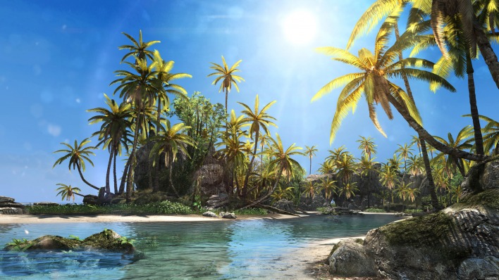 пальмы небо пляж