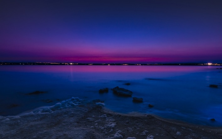 море берег ночь камни