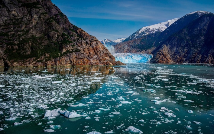ледник таяние лед горы море