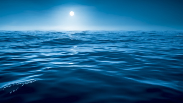 вода море луна ночь волны