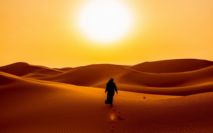 пустыня дюны барханы закат силуэт