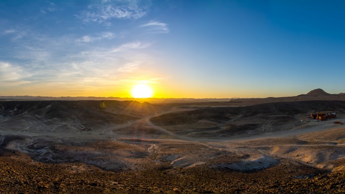 закат пустыня горизонт солнце