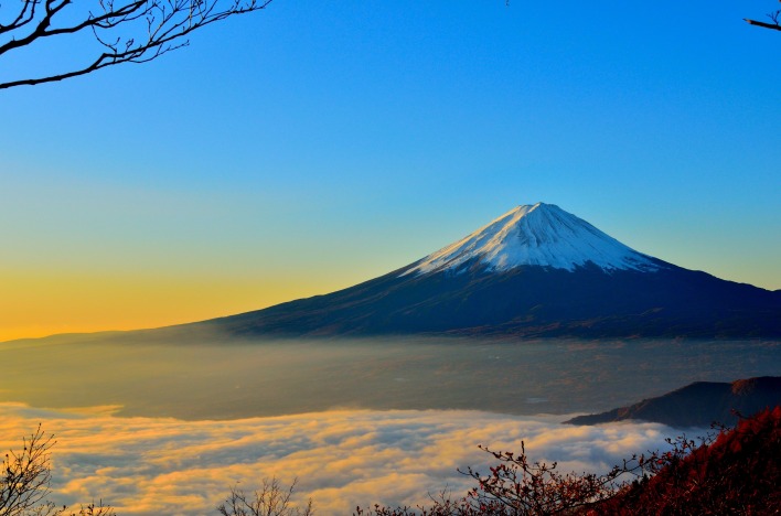 гора природа небо облака на рассвете вулкан