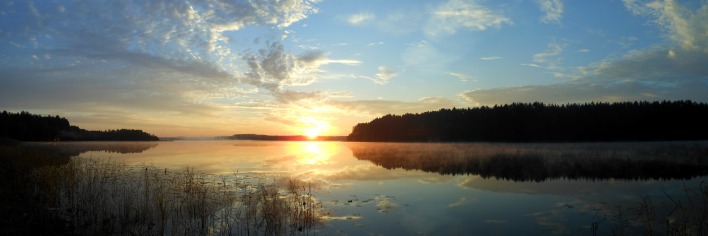 рассвет озеро лес отражение