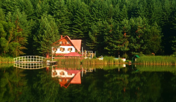 озеро дом природа лето лес
