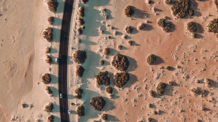 пустыня дорога вид сверху песок