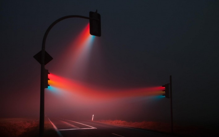 светофор дорога ночь свет