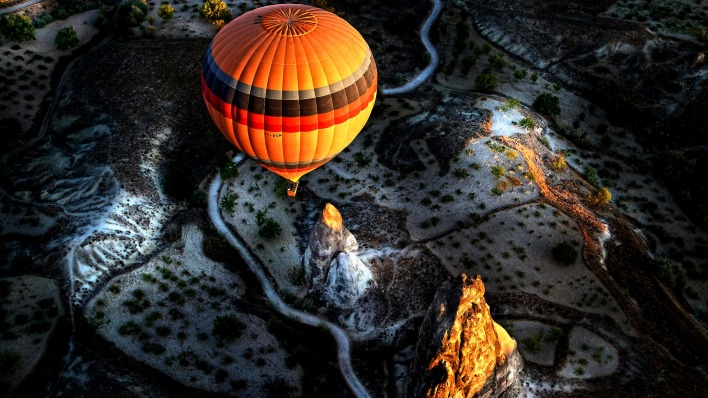 природа воздушный шар горы скалы полет