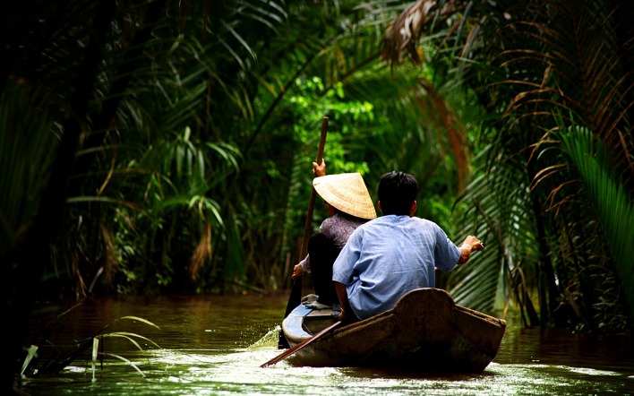 дельта меконга деревянная лодка вьетнам река