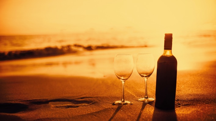 пляж вино бокалы песок