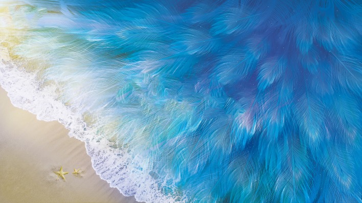 море рисунок маслом берег прибой голубой
