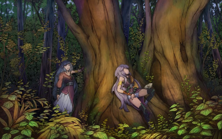 Девчата возле дерева