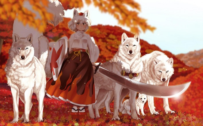 Девушка с волками