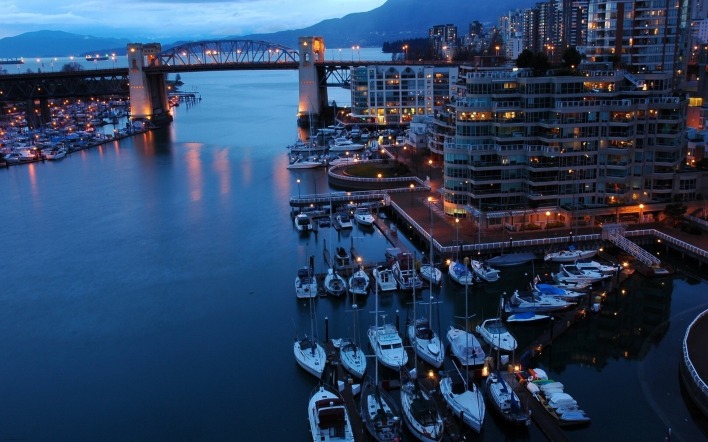страны архитектура корабли река Канада Ванкувер