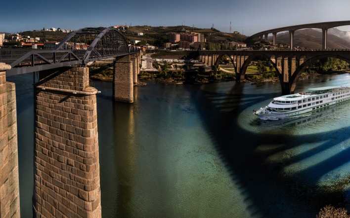 природа река корабли мост