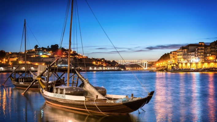 порт португалия лодка вечер