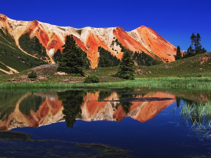 Red Mountain Reflected in Alpine Tarn in Gary Cooper Gulch, Ouray, Colorado