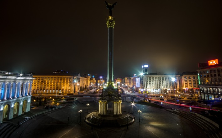 Украина Киев Площадь ночь