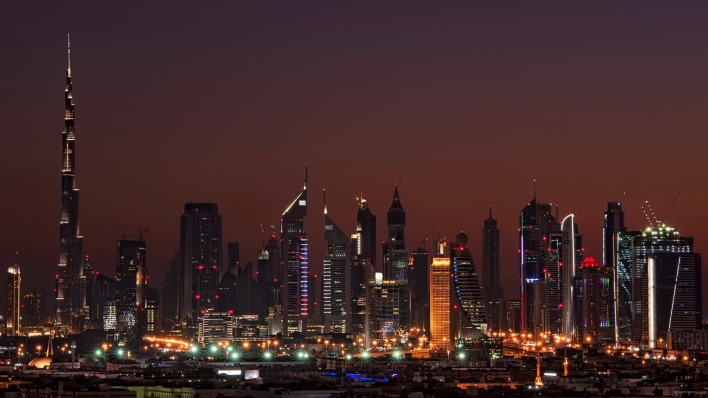 страны архитектура ночь город Дубаи